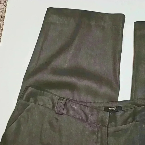 Alfani Women's pants sz 16W color brown wide leg flat front palazzo linen blend - Picture 5 of 15